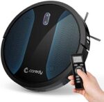 Coredy Robotic Vacuum Cleaner, Absolutely Upgraded, Boundary Strip Supported, 360° Good Sensor Safety, Sturdy Max Suction, Tremendous Quiet, Self-Cost Robotic Vacuum, Cleans Pet Fur, Exhausting Flooring to Carpet